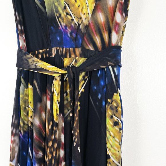 Fuzzi XXL Multicolor Fish Print Mesh Stretch Sleeveless Belted Wide-Leg Jumpsuit - Picture 4 of 7